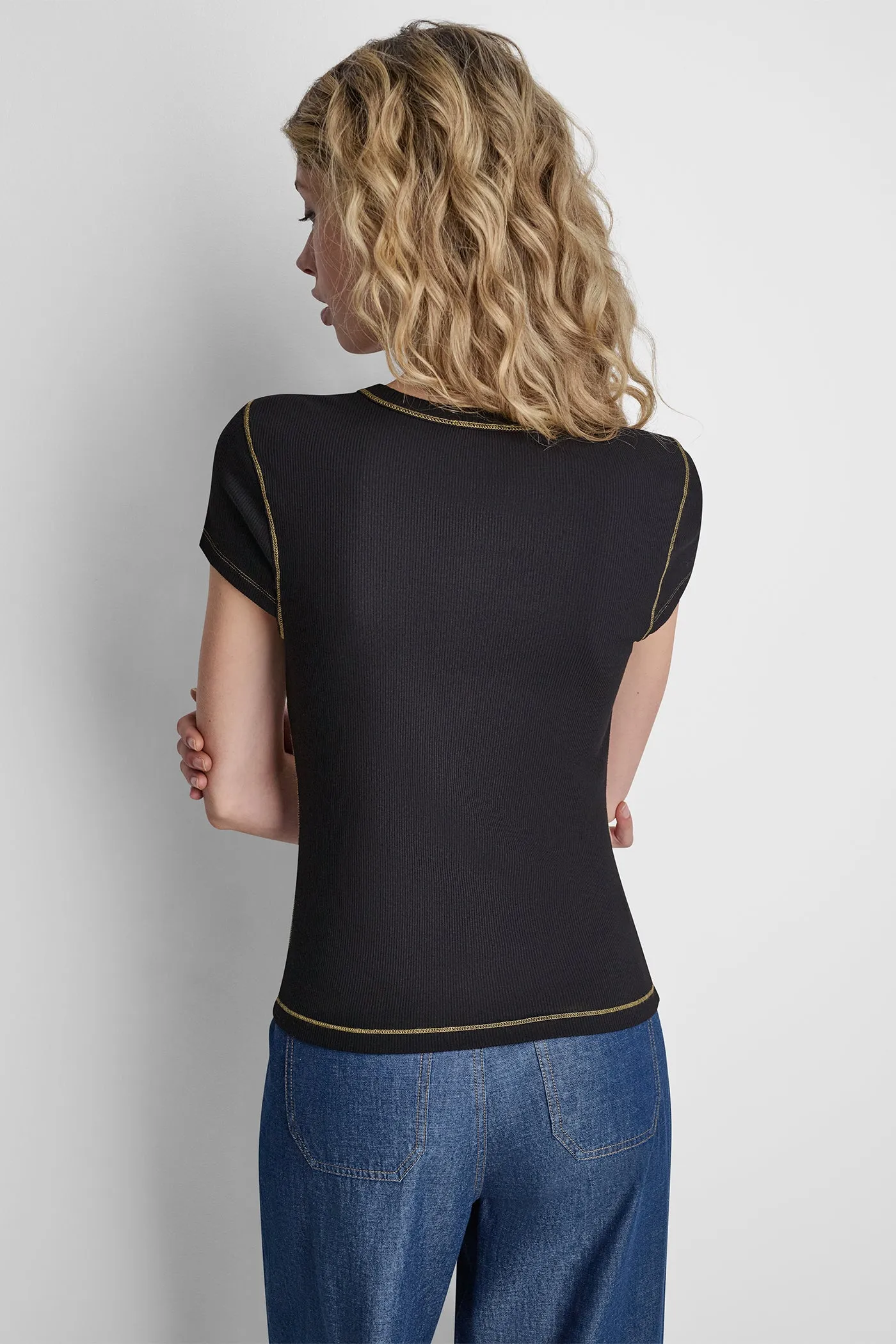CONTRAST STITCH KNIT TOP sold by DKNY product image thumbnail 3