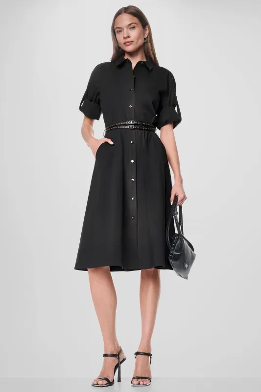 ROLL TAB BELTED POPLIN DRESS made by DKNY