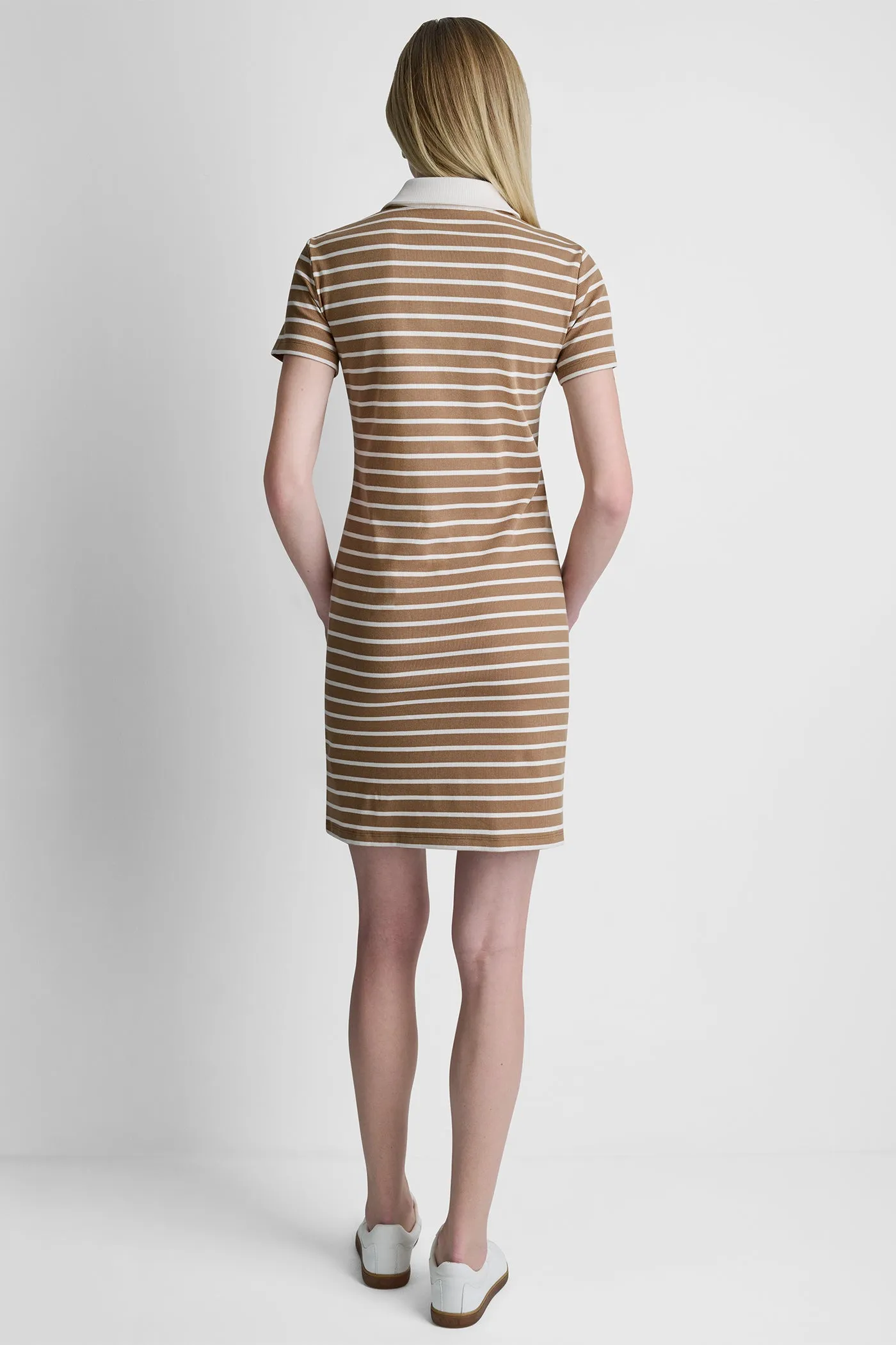 COTTON-BLEND SHORT SLEEVE STRIPE MINI POLO DRESS sold by DKNY product image thumbnail 3