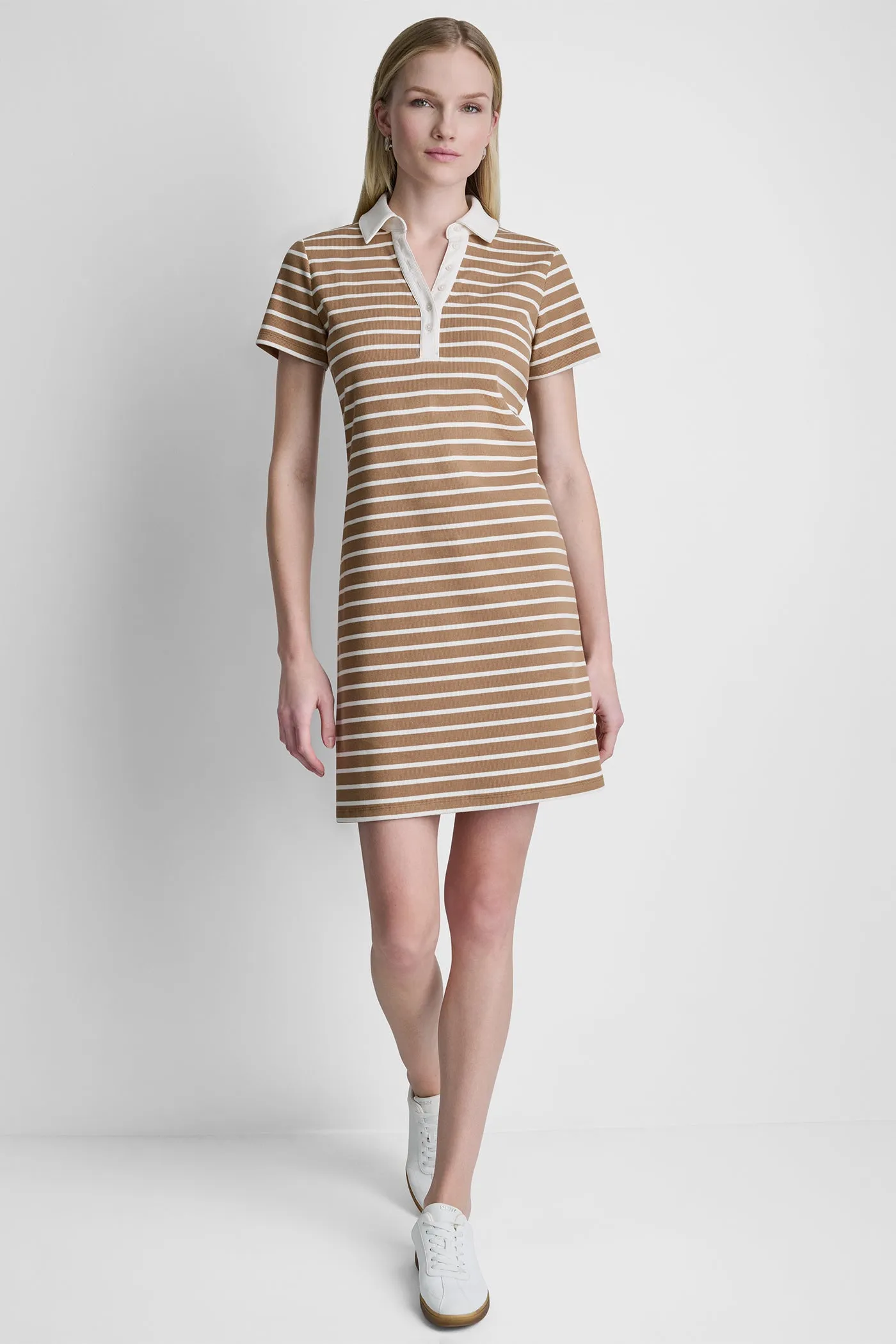 COTTON-BLEND SHORT SLEEVE STRIPE MINI POLO DRESS sold by DKNY product image thumbnail 5