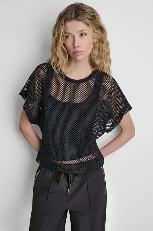 MESH LOGO TEE made by DKNY