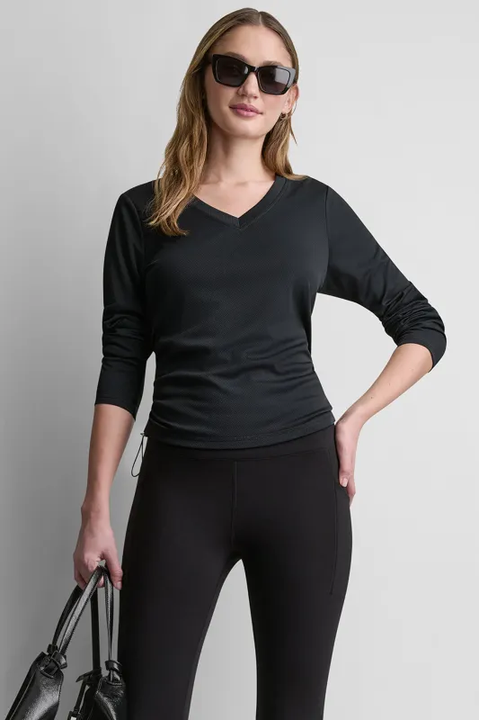 LONG SLEEVE V-NECK TECH TEE made by DKNY