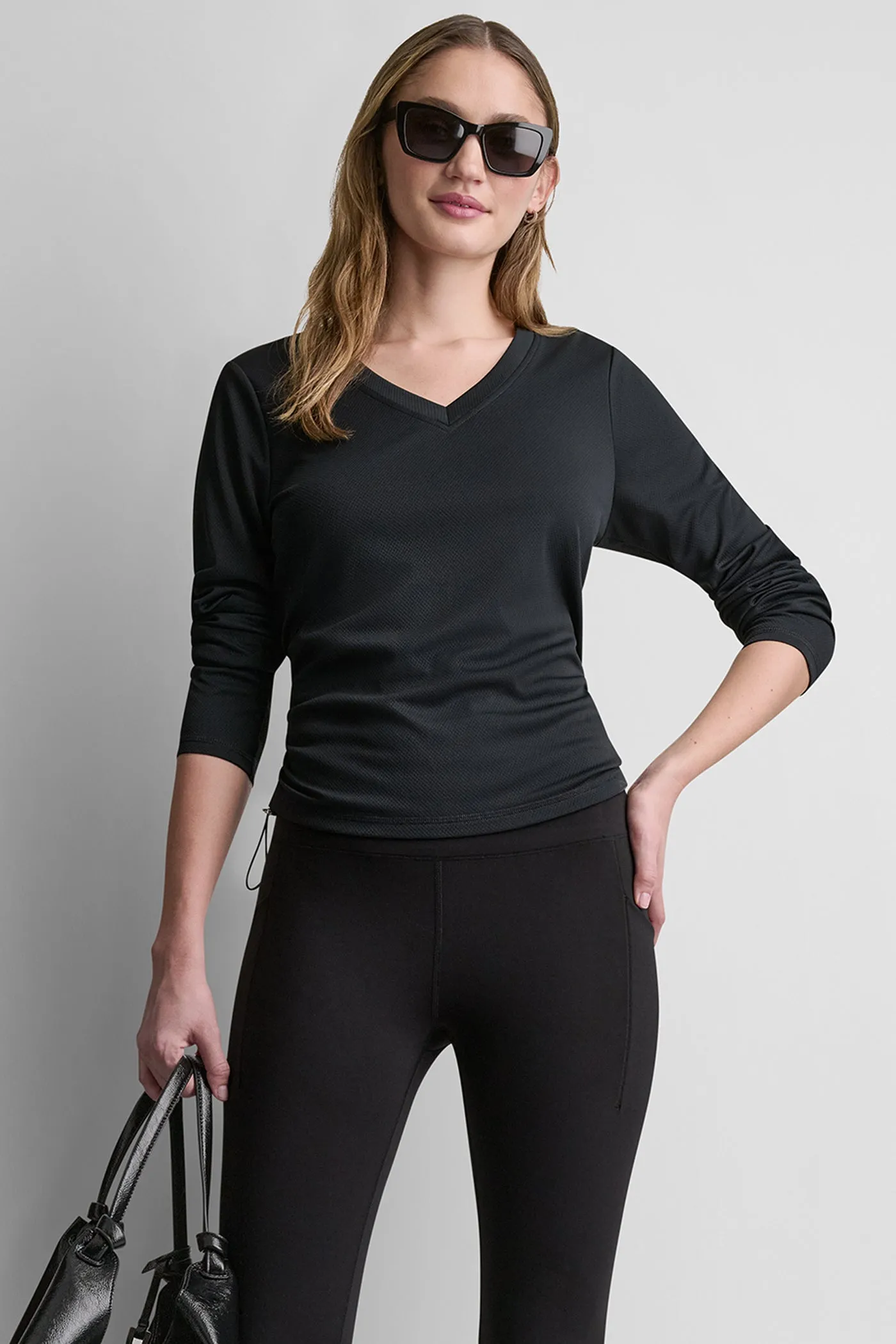 LONG SLEEVE V-NECK TECH TEE sold by DKNY
