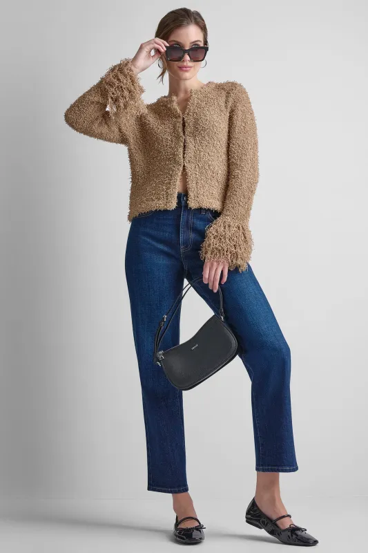 LONG SLEEVE FRINGE CARDIGAN made by DKNY