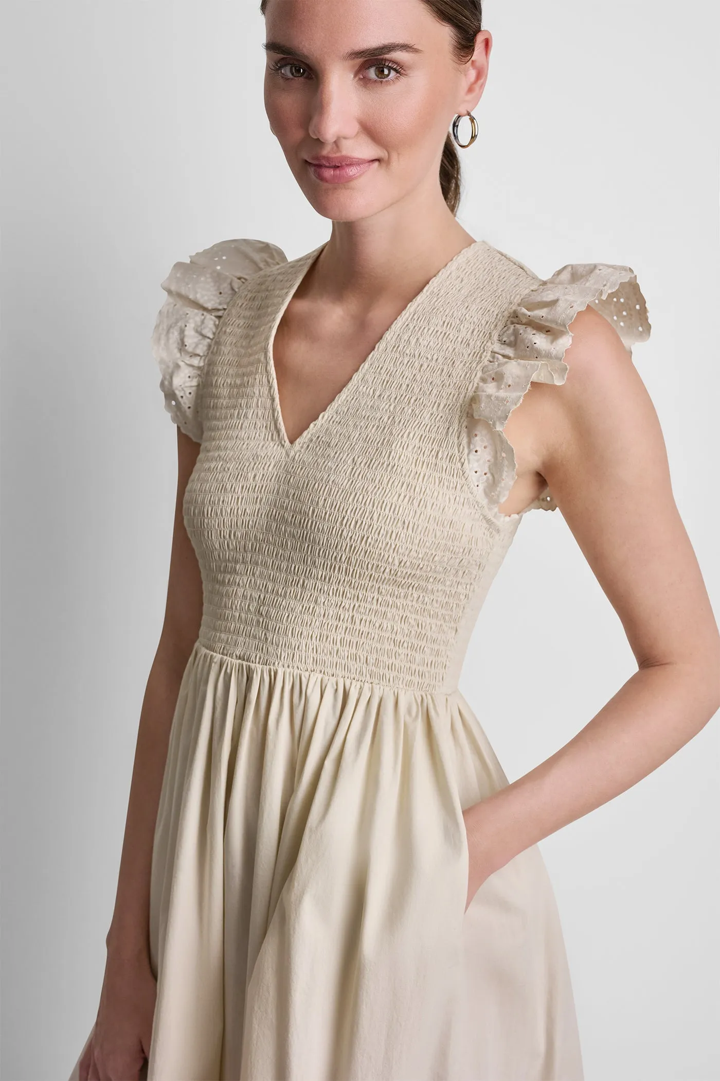 V-NECK MIDI FIT & FLARE DRESS sold by DKNY product image thumbnail 2