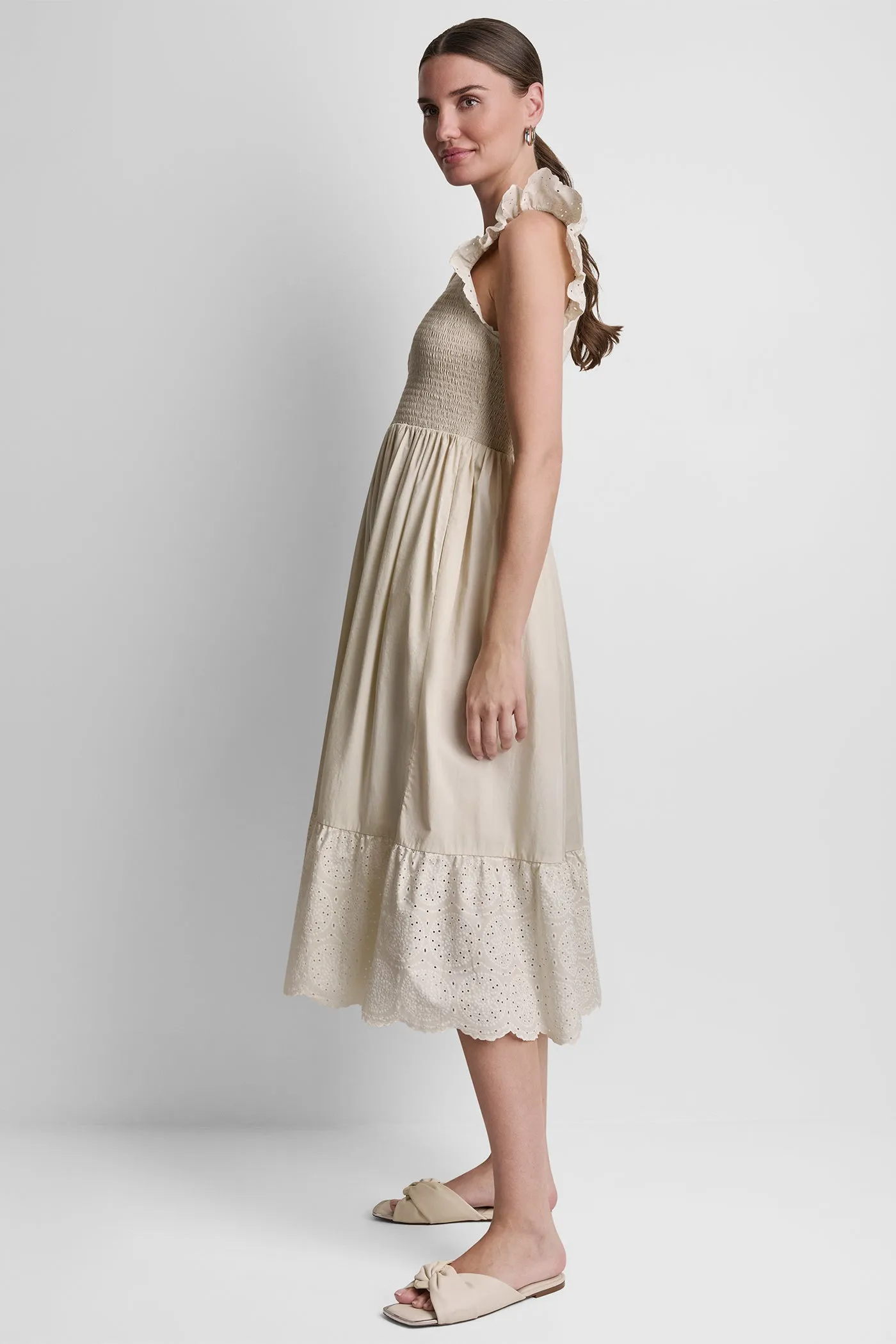V-NECK MIDI FIT & FLARE DRESS sold by DKNY product image thumbnail 4