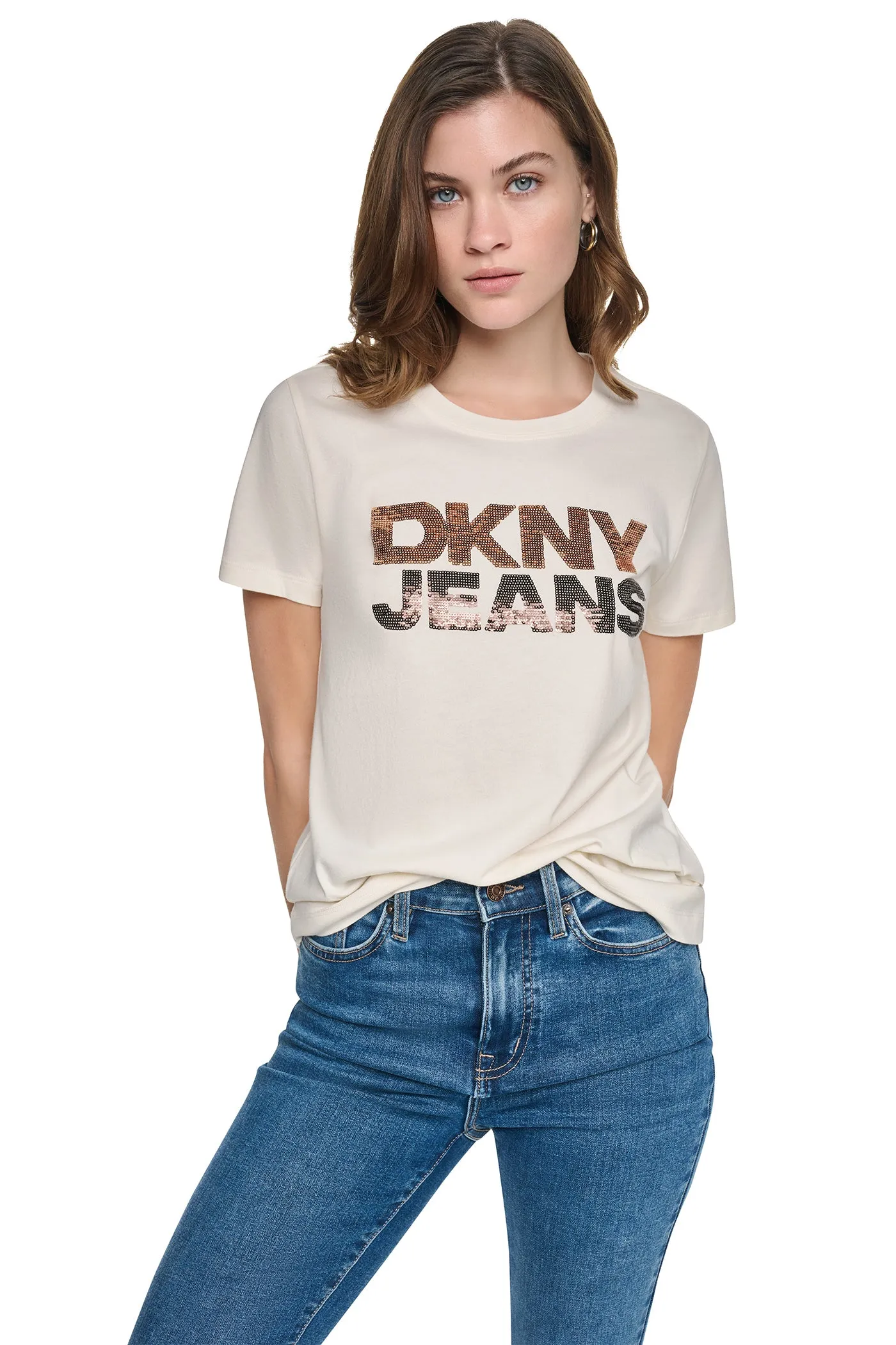 SEQUIN STACKED LOGO TEE sold by DKNY product image thumbnail 2