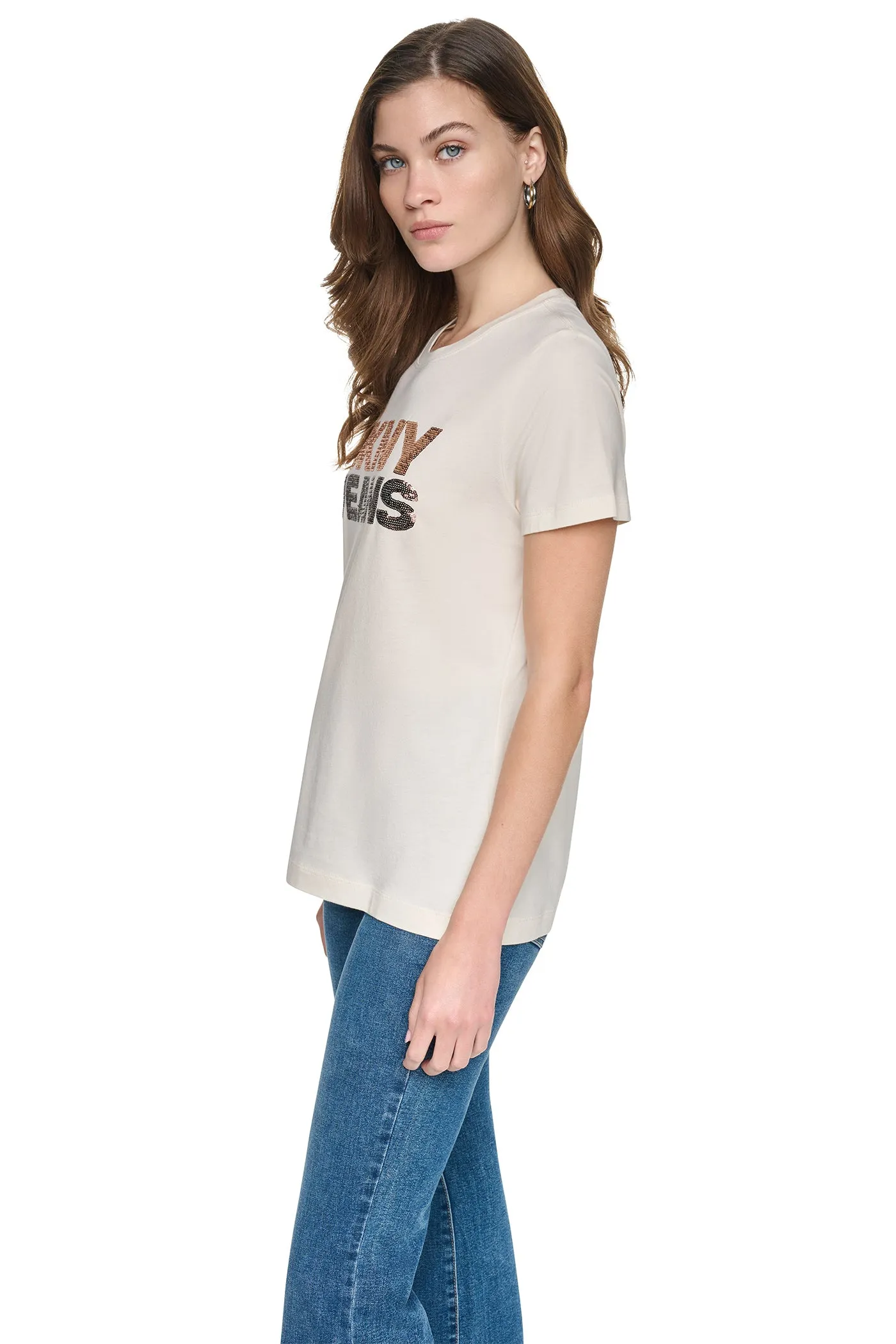 SEQUIN STACKED LOGO TEE sold by DKNY product image thumbnail 4