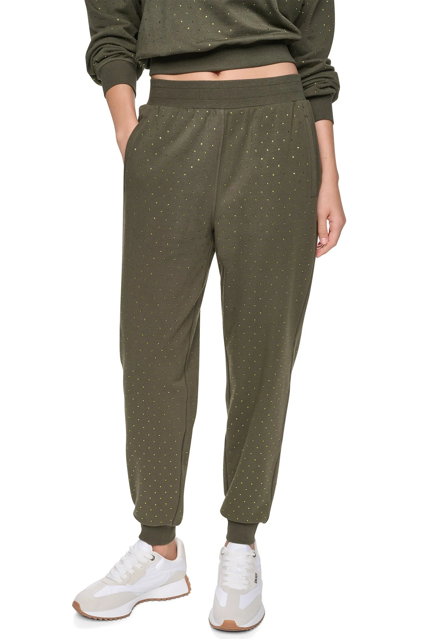 HIGH-RISE RHINESTONE JOGGER PANT sold by DKNY product image thumbnail 3