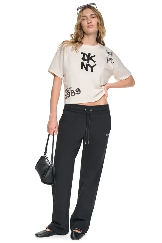 GRAFFITI RHINESTONE LOGO TEE made by DKNY