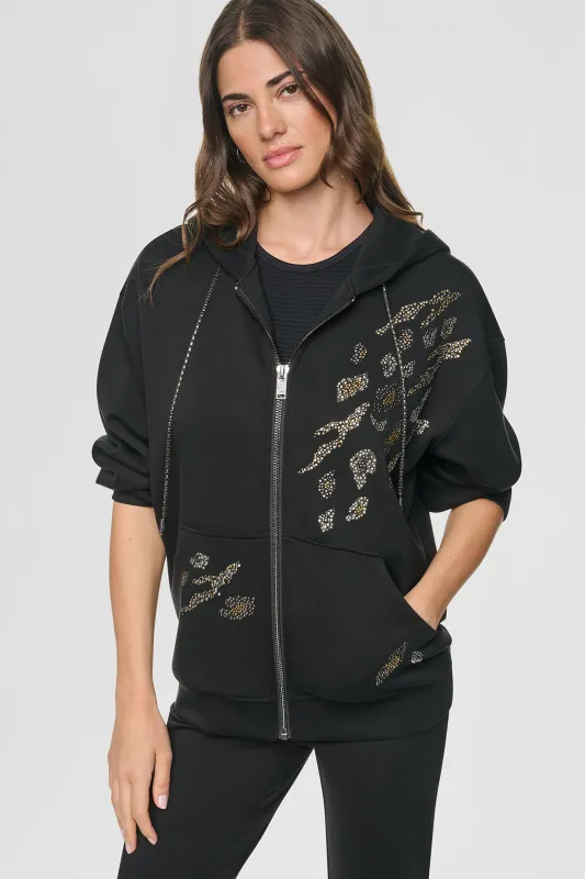 STUDDED ANIMAL PRINT HOODIE made by DKNY