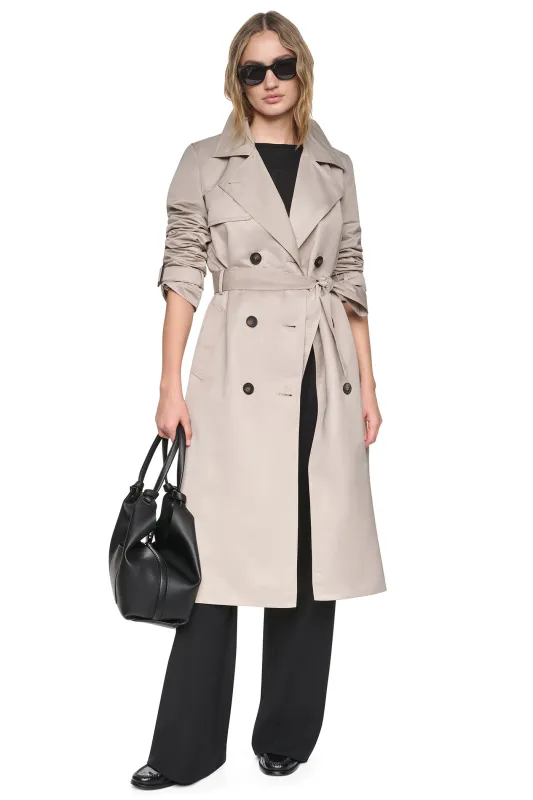 DOUBLE BREASTED QUILTED HOOD TRENCH made by DKNY
