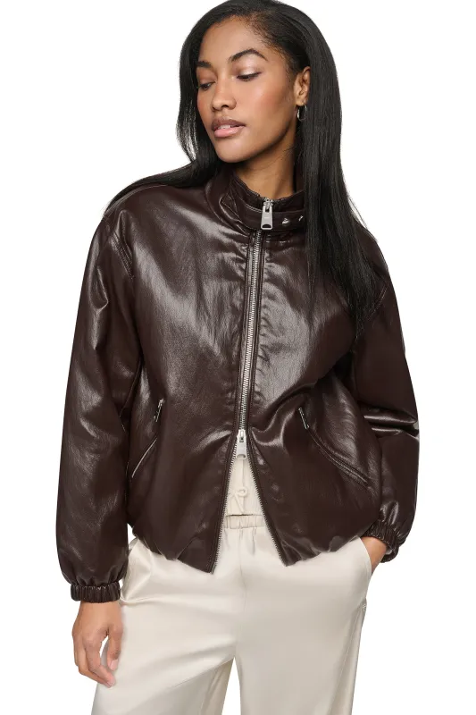 VEGAN LEATHER BOMBER made by DKNY