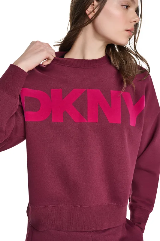 FLOCKED VARSITY LOGO SWEATSHIRT made by DKNY