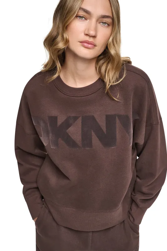 FLOCKED VARSITY LOGO SWEATSHIRT made by DKNY