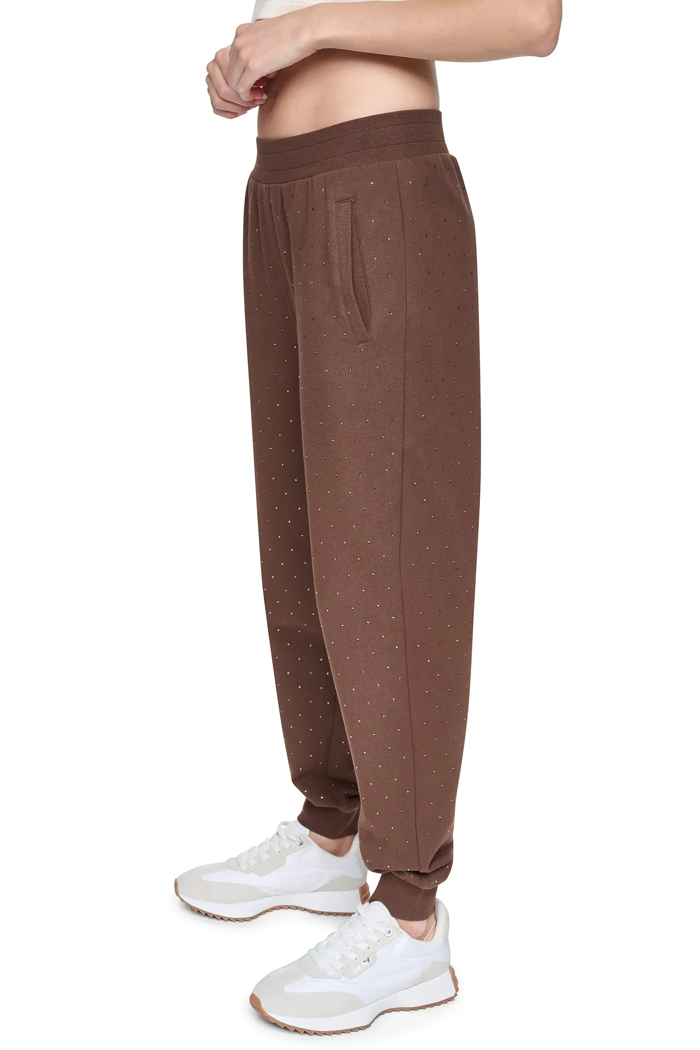 HIGH-RISE RHINESTONE JOGGER PANT sold by DKNY product image thumbnail 4