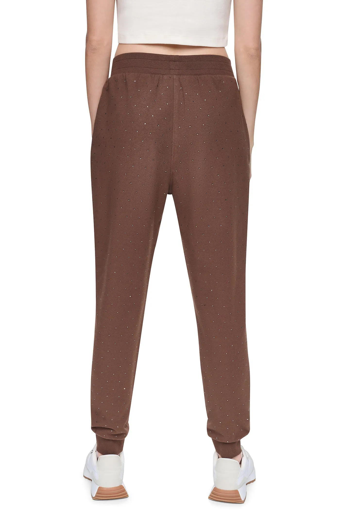 HIGH-RISE RHINESTONE JOGGER PANT sold by DKNY product image thumbnail 3