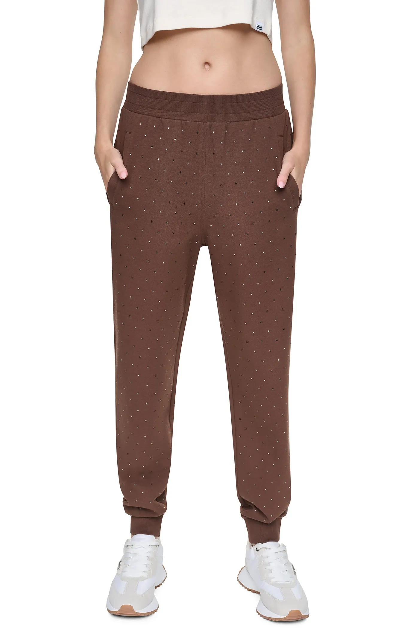 HIGH-RISE RHINESTONE JOGGER PANT sold by DKNY product image thumbnail 5