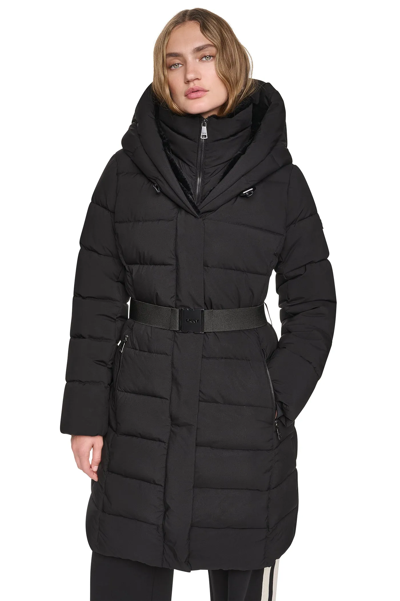 LONG BELTED LAYERED PUFFER sold by DKNY product image thumbnail 5