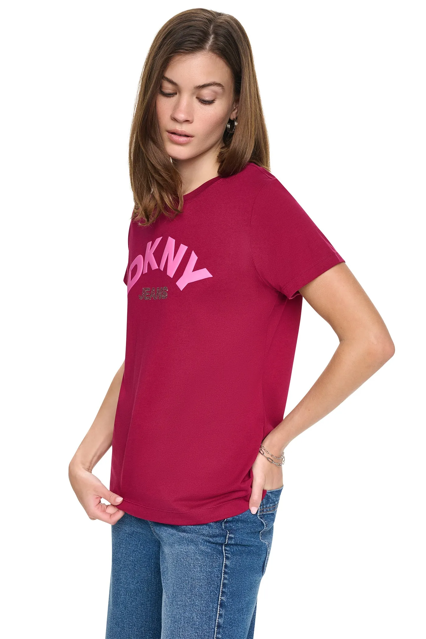 ARCHED RHINESTONE LOGO TEE sold by DKNY product image thumbnail 5