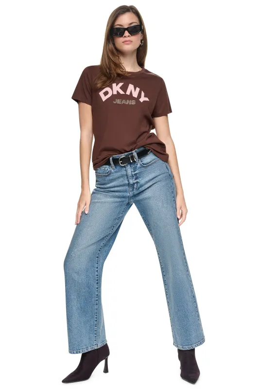 ARCHED RHINESTONE LOGO TEE made by DKNY