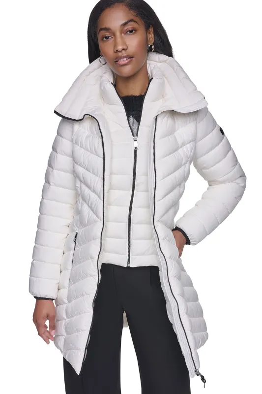 BIB FRONT HOODED PUFFER made by DKNY