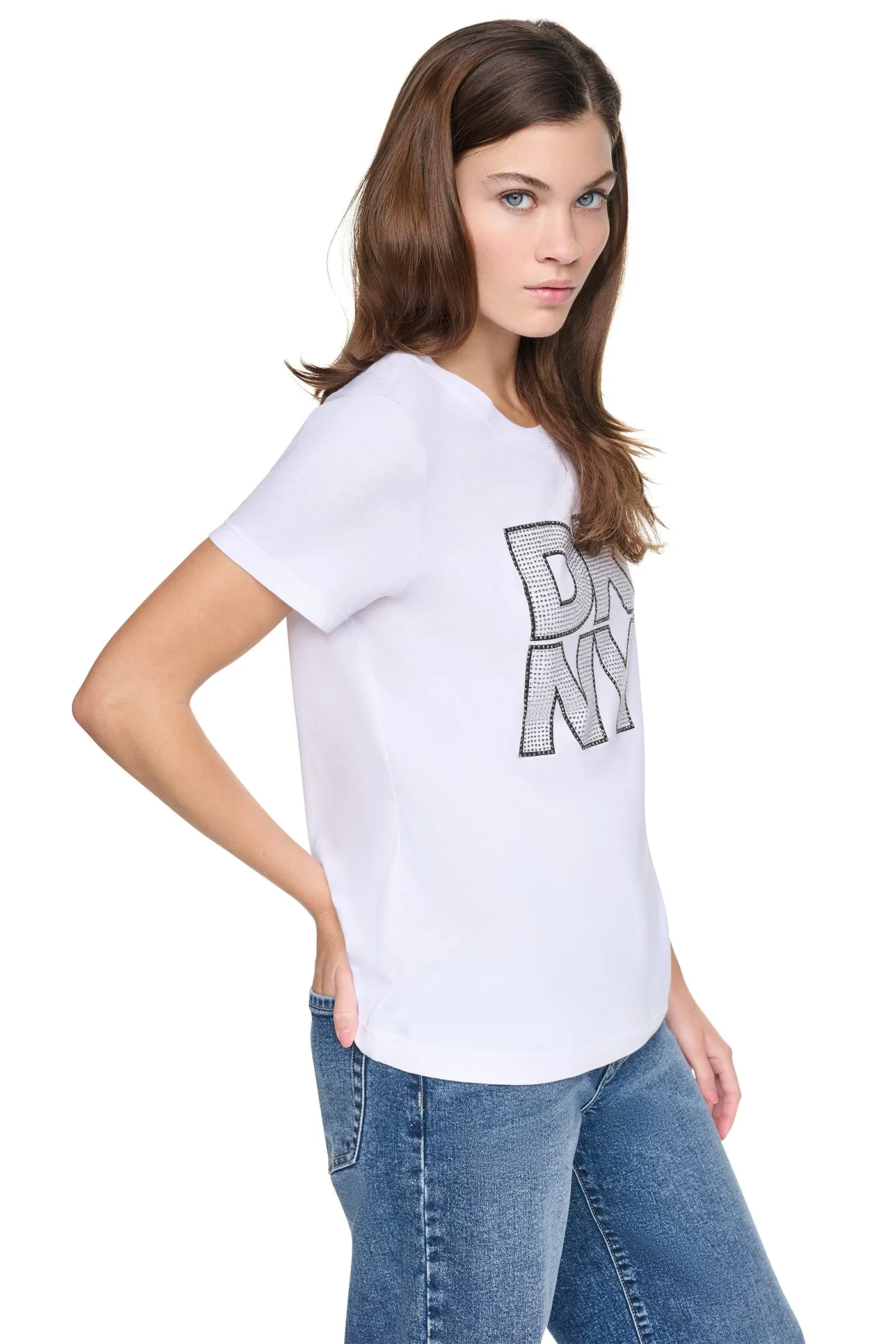 CRYSTAL DISTRESSED LOGO TEE sold by DKNY product image thumbnail 4