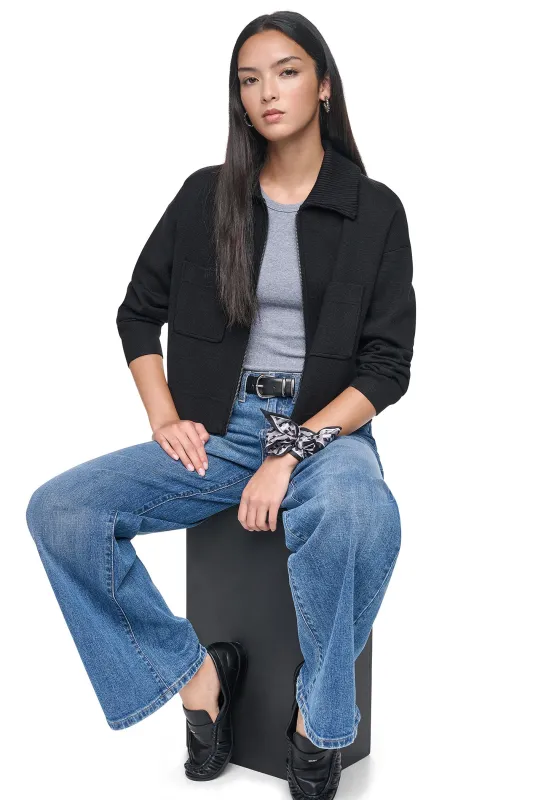 ZIP-FRONT SWEATER JACKET made by DKNY