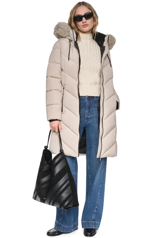 WALKER WITH FAUX FUR LINED HOOD made by DKNY