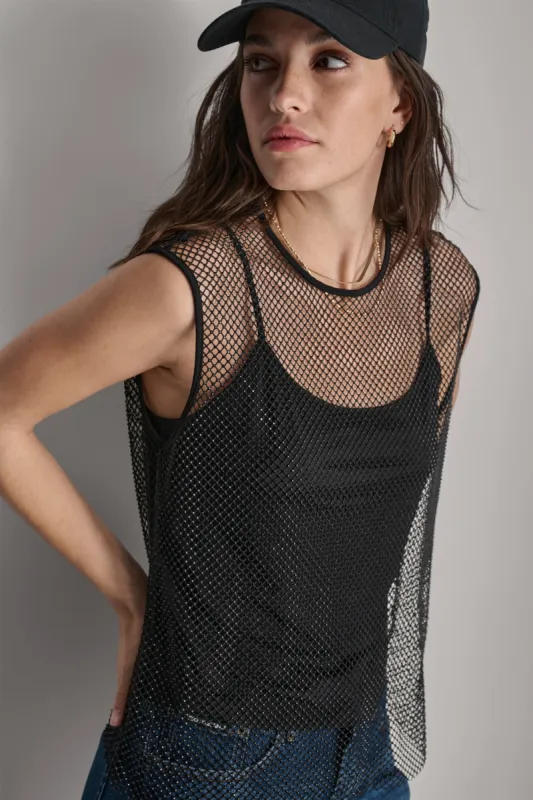 RHINESTONE MESH TOP sold by DKNY