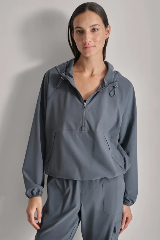 HALF ZIP PULLOVER WITH HOOD sold by DKNY