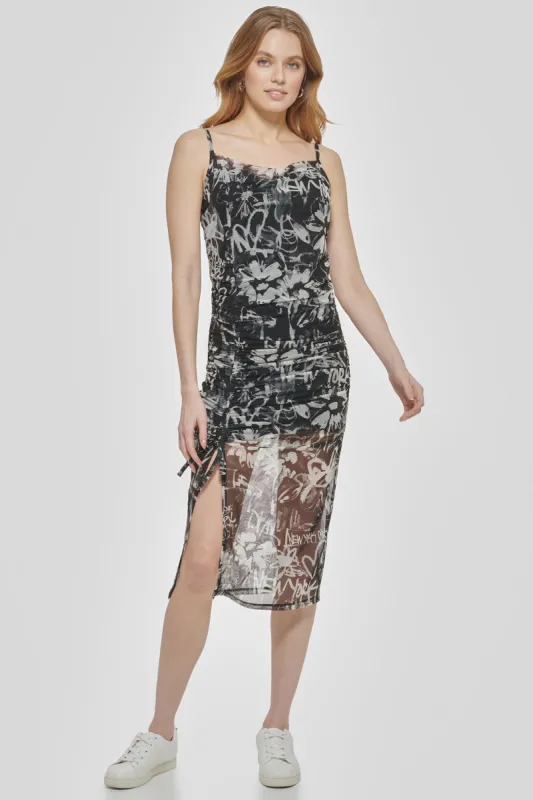 MIX MEDIA MESH DRESS made by DKNY