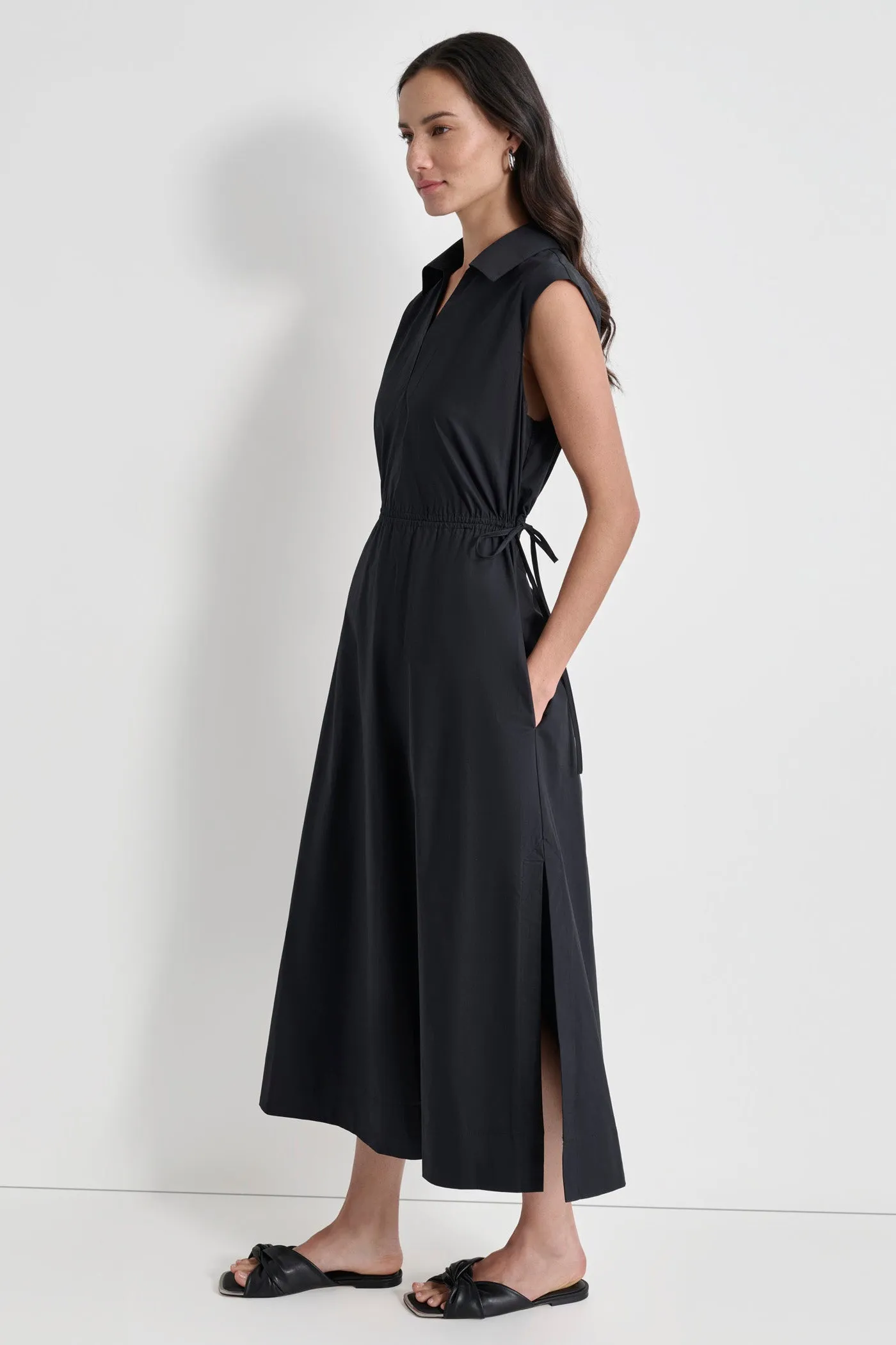 CUTOUT PINSTRIPED MIDI SHIRT DRESS sold by DKNY product image thumbnail 4