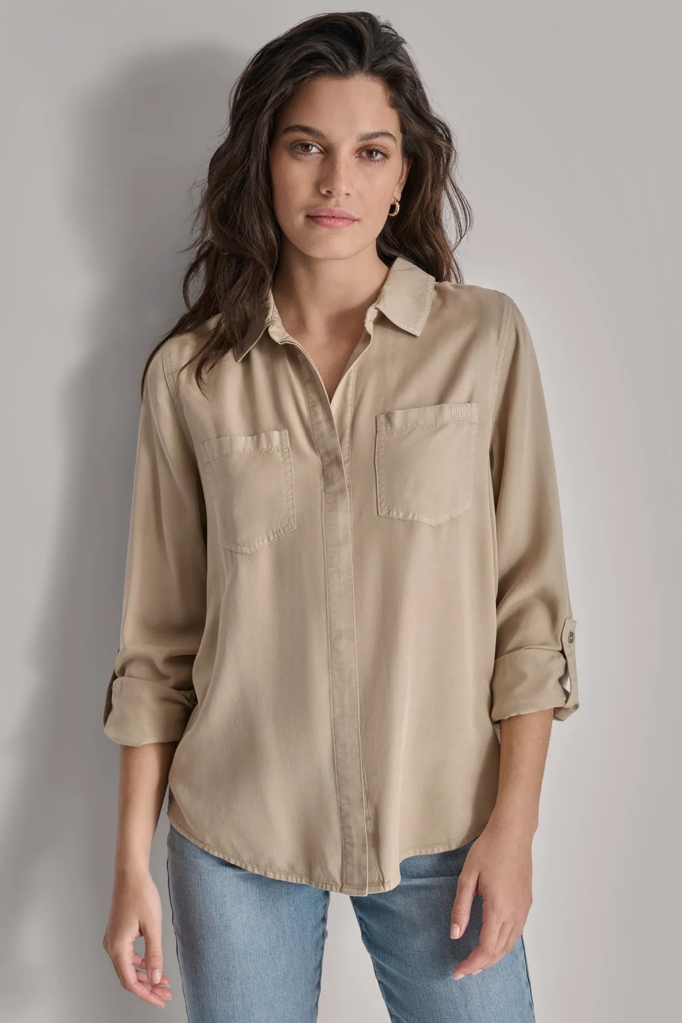 SPLIT BACK BUTTON FRONT SHIRT sold by DKNY