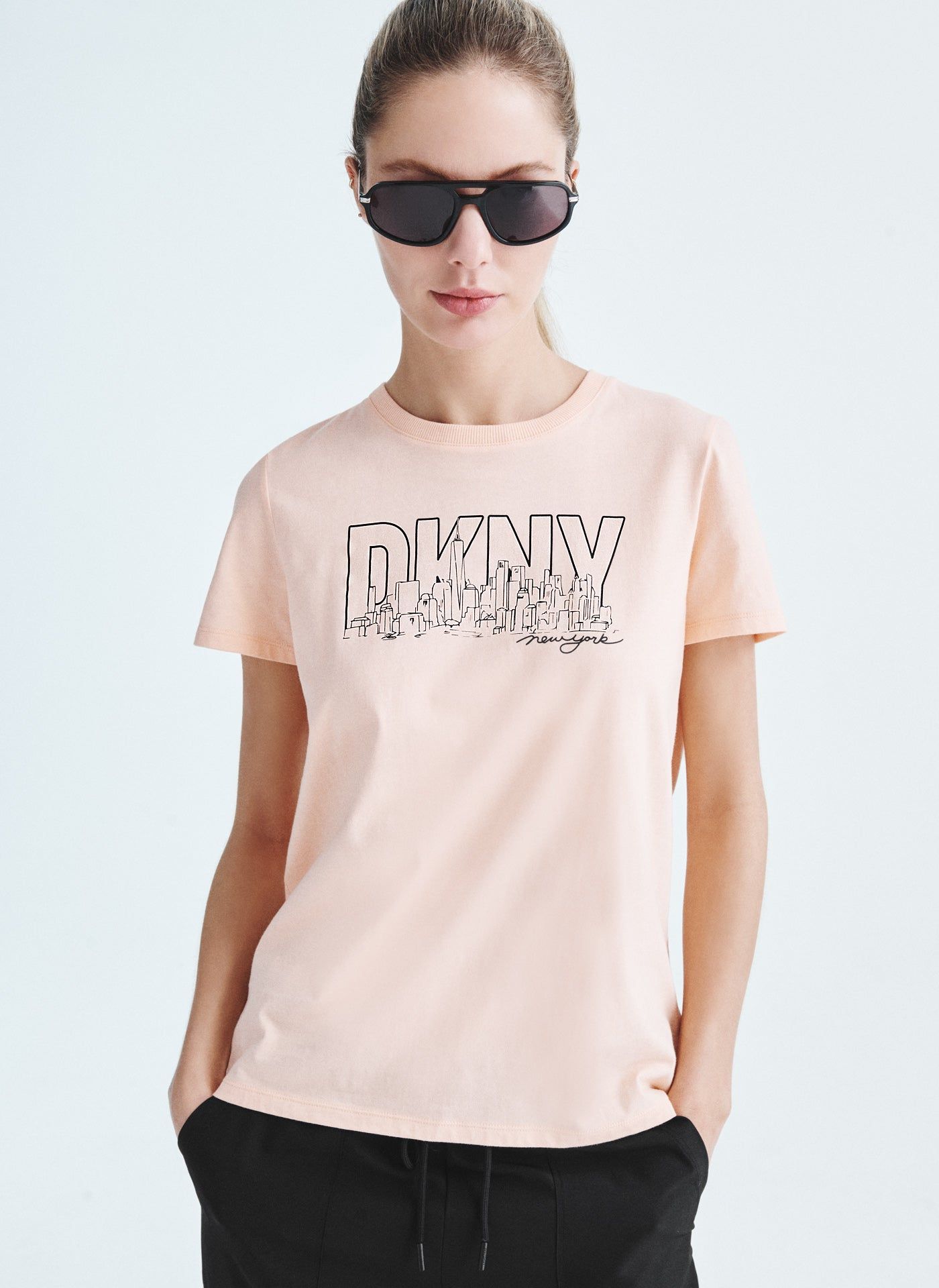 Skyline Sketch Logo Tee sold by DKNY