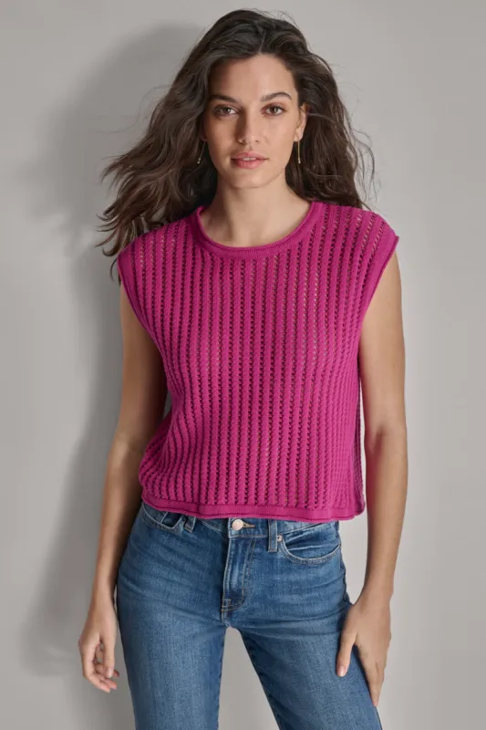 OPEN STITCH VEST sold by DKNY