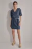V-NECK BUTTON FRONT LIGHTWEIGHT DENIM DRESS sold by DKNY