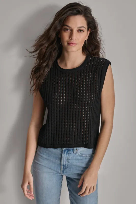 OPEN STITCH VEST sold by DKNY