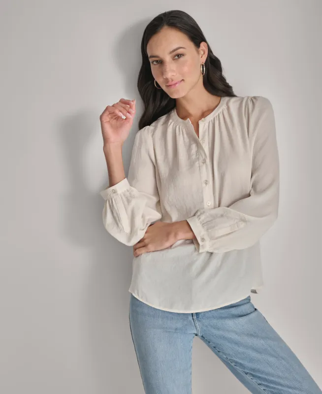 JEWEL NECKLINE BUTTON HENLEY sold by DKNY
