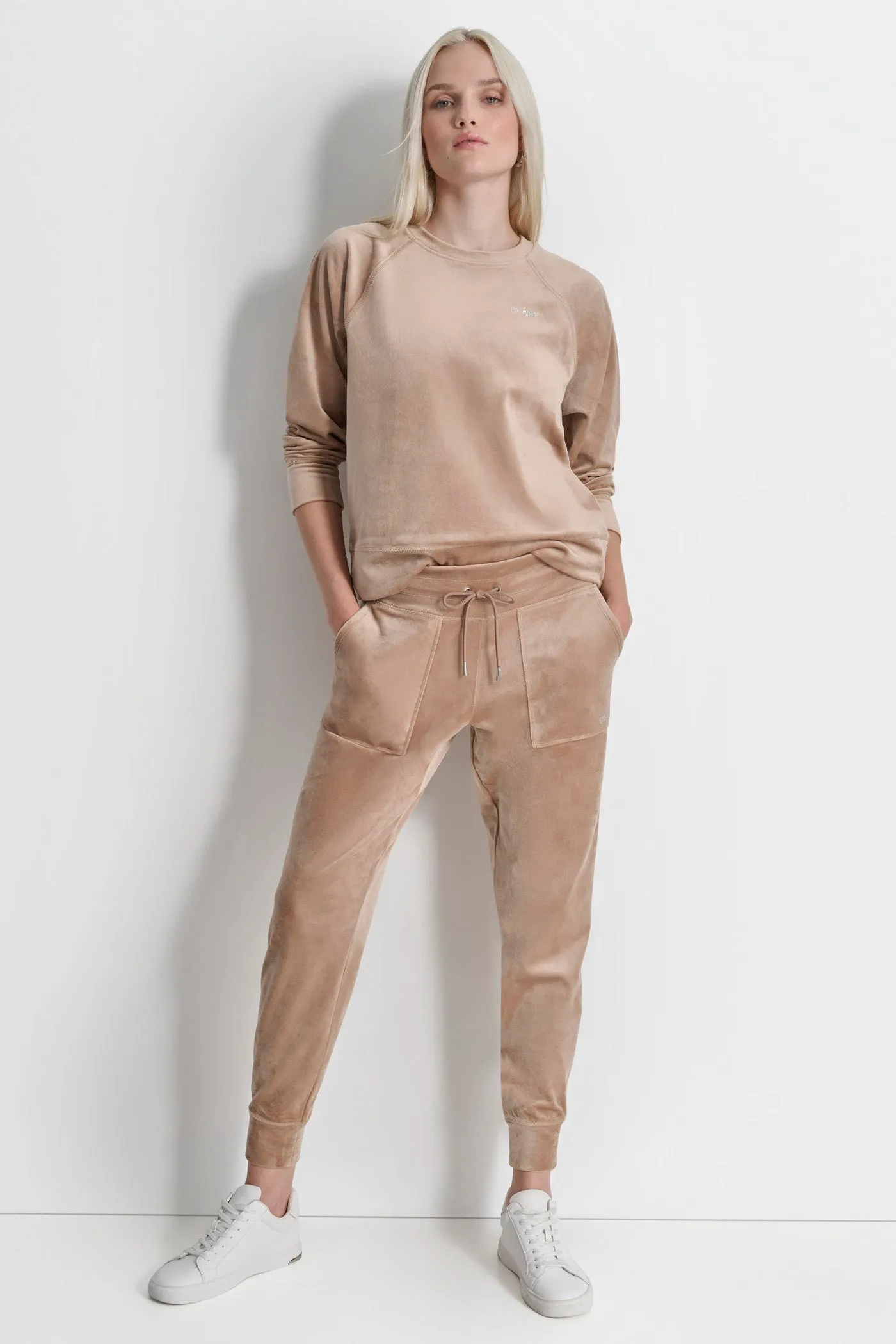 PLATINUM VELOUR RHINESTONE LOGO JOGGER sold by DKNY product image thumbnail 3