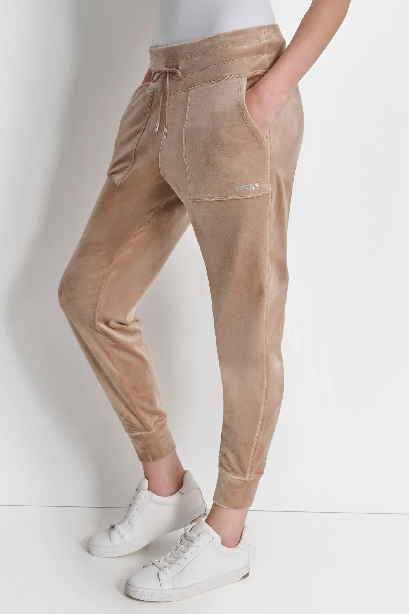 PLATINUM VELOUR RHINESTONE LOGO JOGGER sold by DKNY product image thumbnail 5