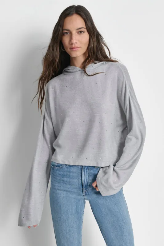 RHINESTUD CROPPED HOODIE SWEATER sold by DKNY