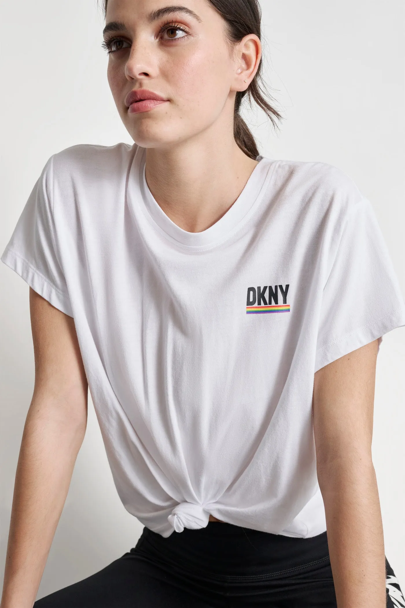 RAINBOW PRIDE LOGO KNOT FRONT TEE sold by DKNY product image thumbnail 4