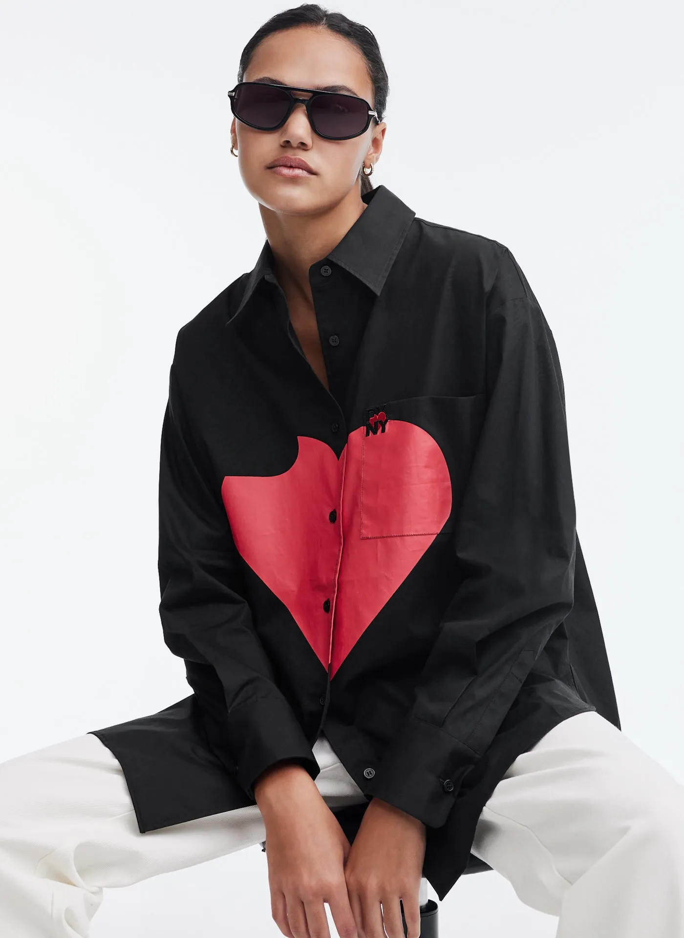 Oversized Shirt with Printed Heart sold by DKNY