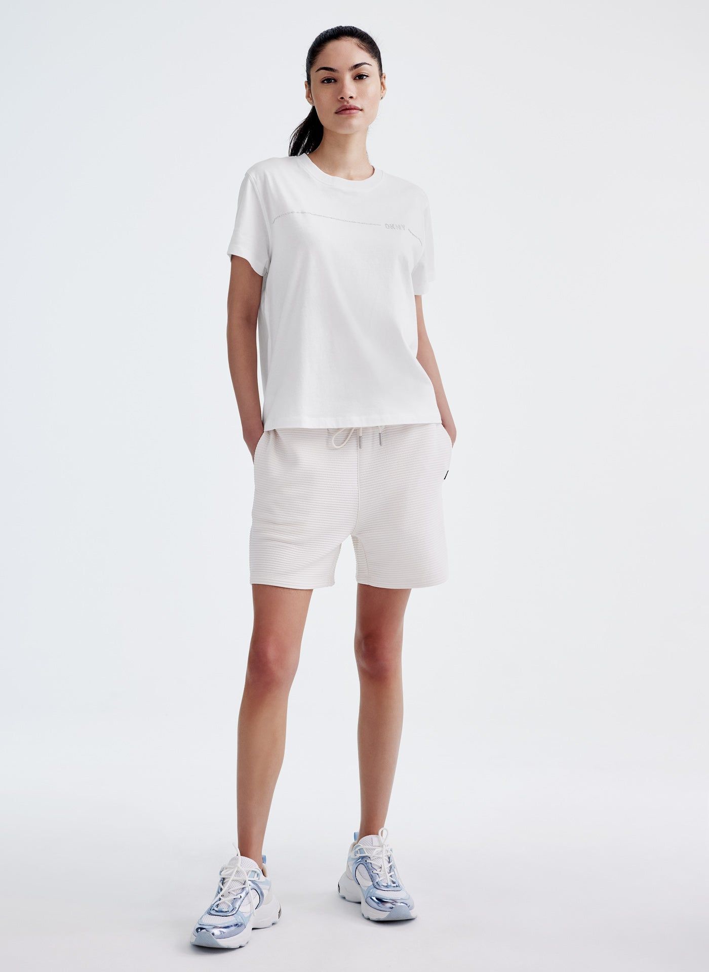 RHINESTONE STRIPE LOGO TEE sold by DKNY