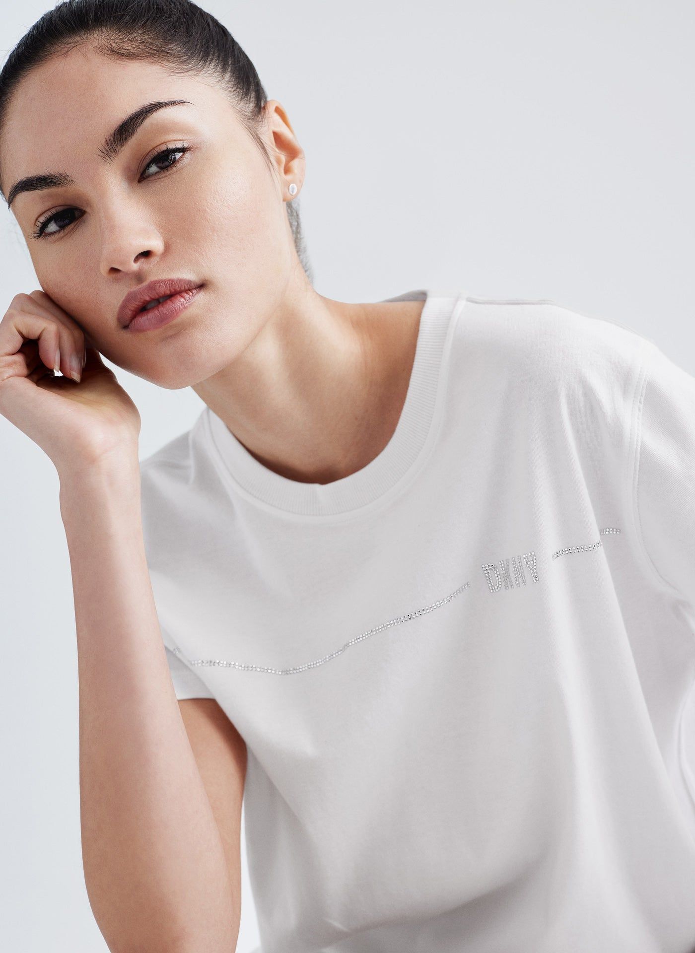 RHINESTONE STRIPE LOGO TEE sold by DKNY product image thumbnail 3