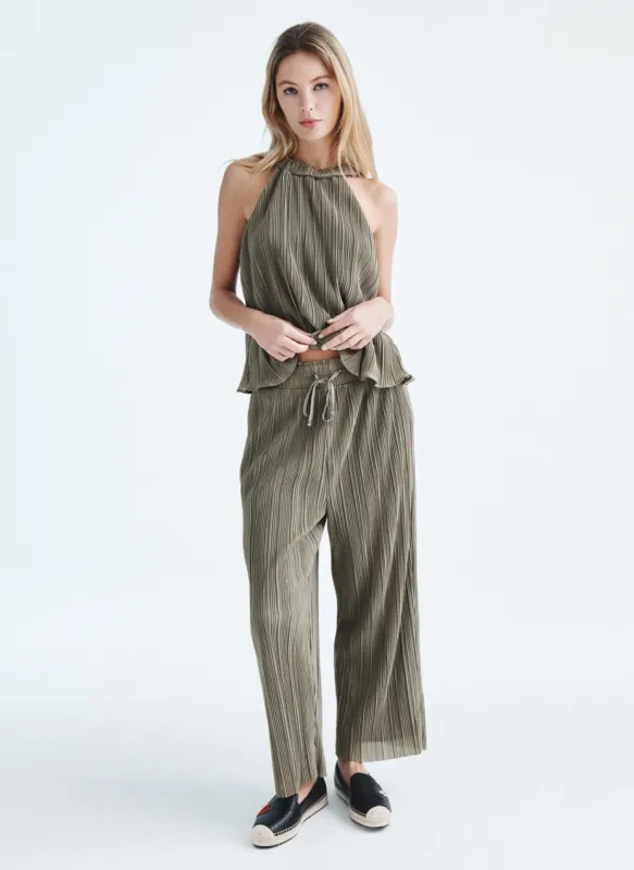 CROPPED WIDE LEG PLISSE PANT sold by DKNY