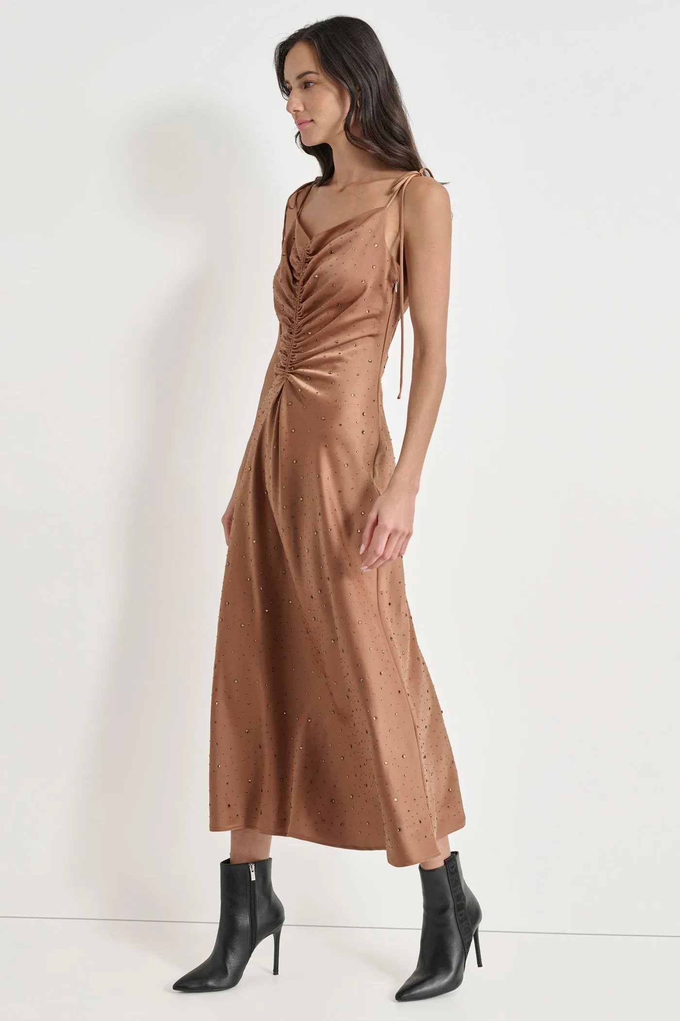 CRYSTAL EMBELLISHED RUCHED DRESS sold by DKNY product image thumbnail 4