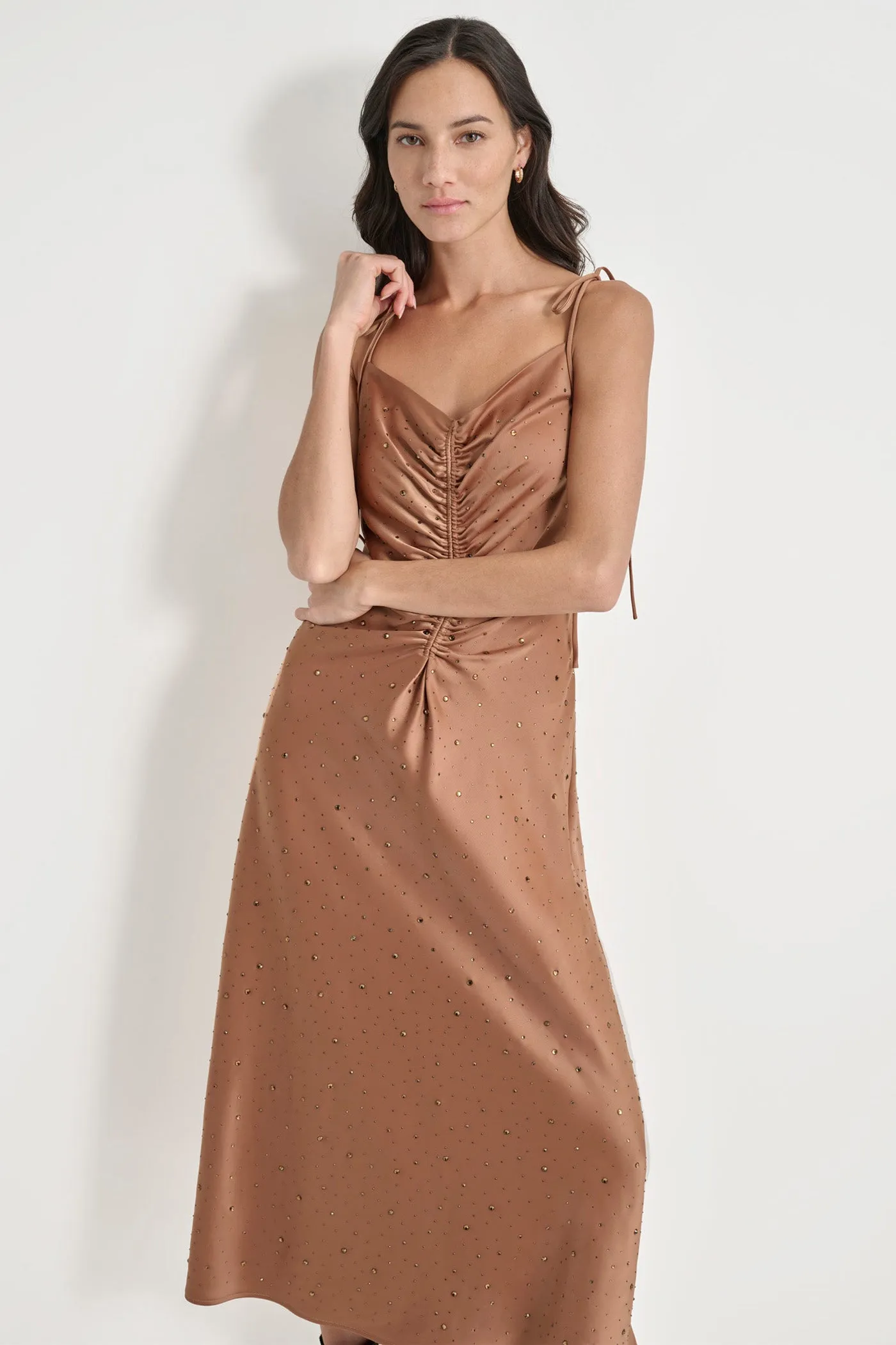 CRYSTAL EMBELLISHED RUCHED DRESS sold by DKNY product image thumbnail 5