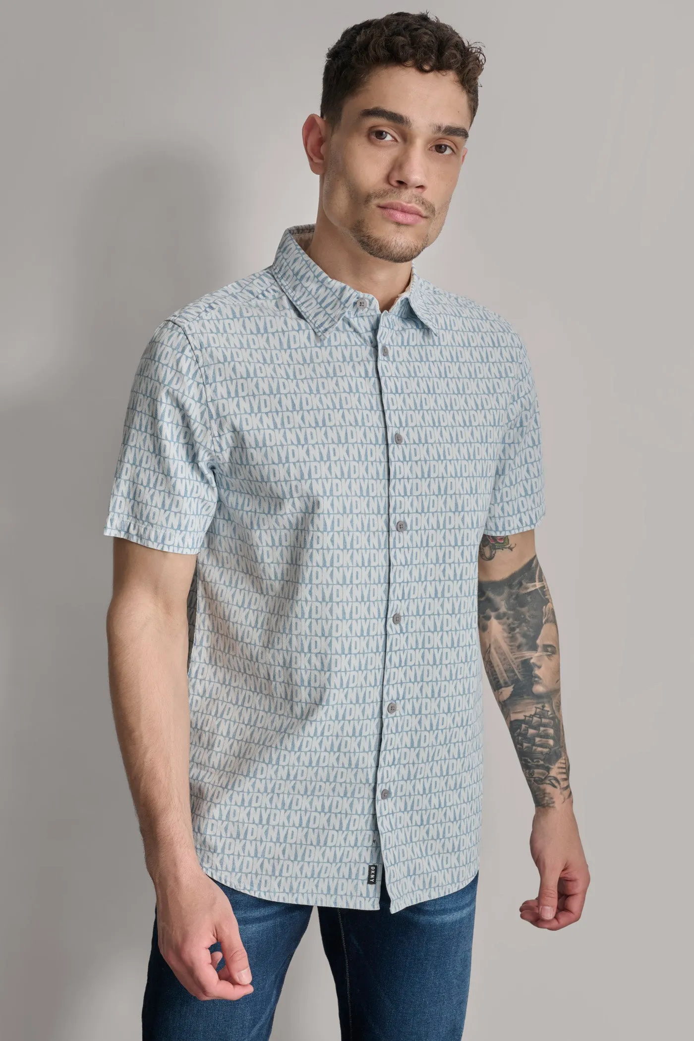PRINTED CHAMBRAY SHIRT sold by DKNY
